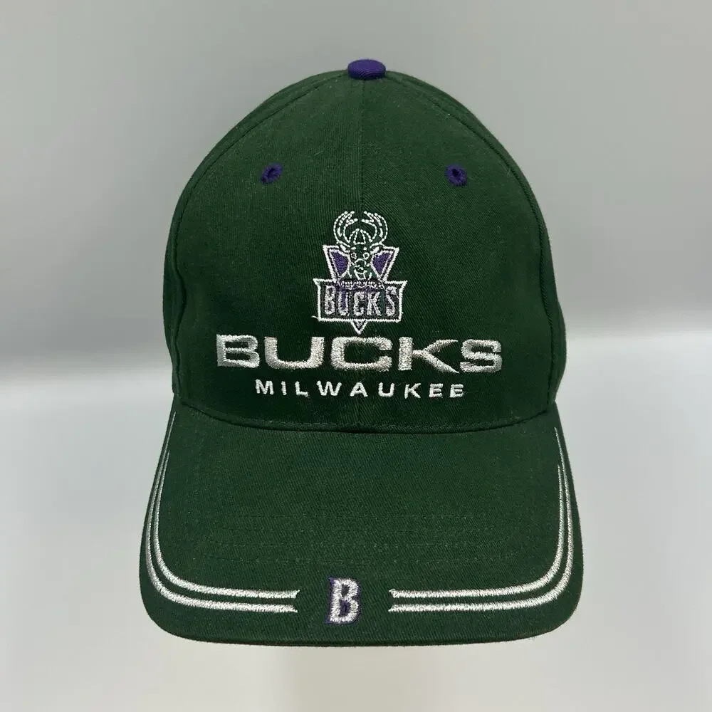 Vintage Milwaukee Bucks NBA Twins Baseball Hat Snapback Cap 1990 Basketball VTG
